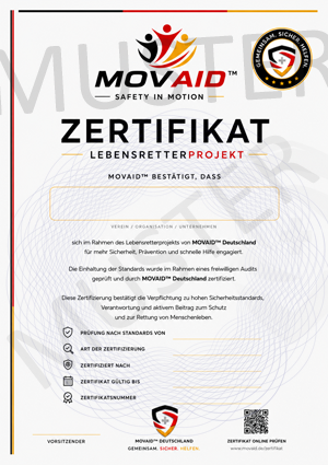 MOVAID Zertifikat Muster